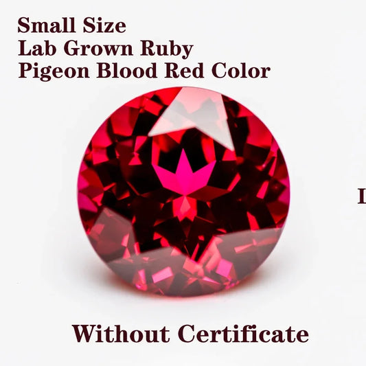 Lab Grown Ruby Pigeon Blood Red Color Round Shaped Small Size Charm Gemstone Advanced Jewelry Rings Earrings Making