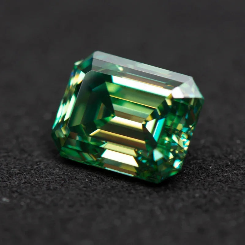 Moissanite Emerald Cut Primary Color Yellow Green Gemstone Lab Grown Diamond Diy Jewelry Making with GRA Certificate