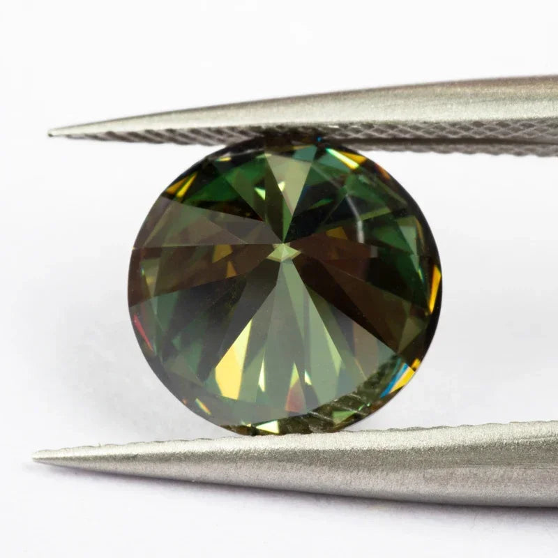 Moissanite Yellow Green Color Round Cut Gemstone for Charms Jewelry Making DIY Ring Necklace Earrings Main Materials Certificate