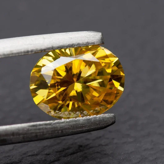 Moissanite Stone Oval Cut Golden Yellow Color Synthetic Lab Created Diamond Jewelry Making Materials Comes With GRA Certificate