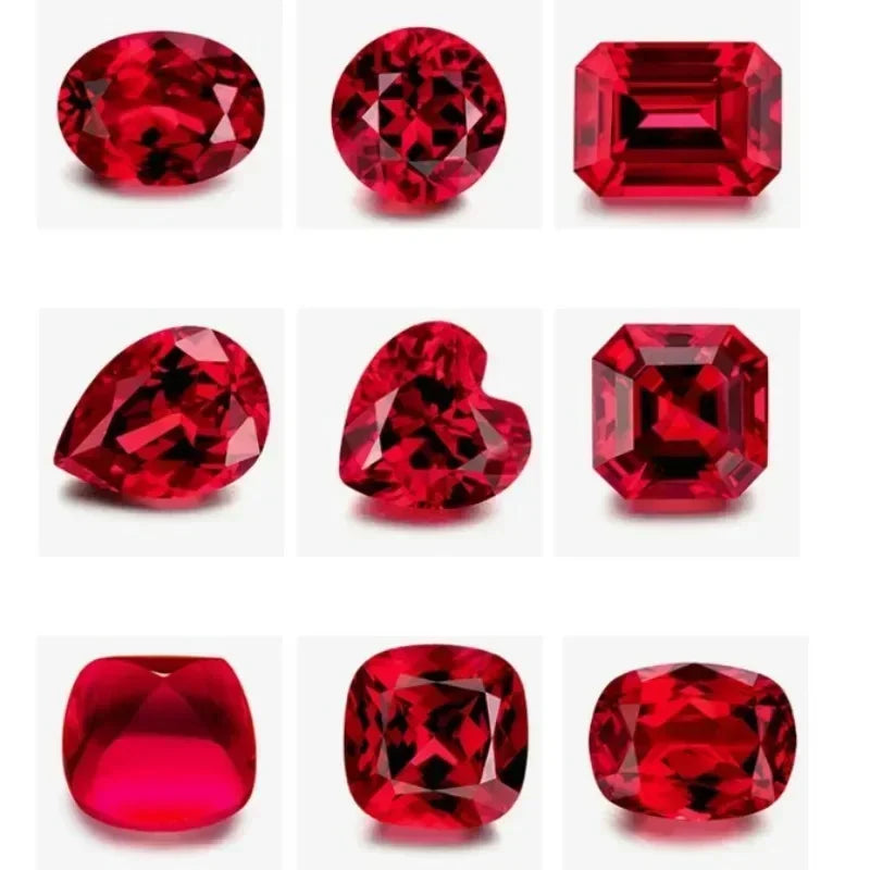 Lab Grown Ruby Pigeon Blood Red Gemstones Oval Shape Hand-cut Charm Beads for DIY Jewelry Materials Selectable AGL Certificate