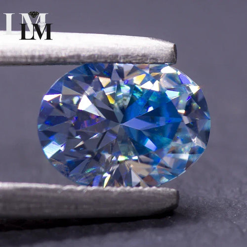 Moissanite Diamond Oval Cut Ice Blue Lab Grown Synthetic Gemstone DIY Jewelry Rings Earrings Making Comes with GRA Certificate