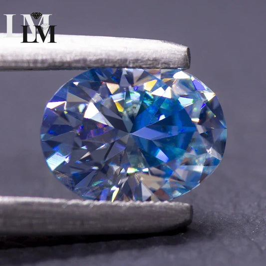 Moissanite Diamond Oval Cut Ice Blue Lab Grown Synthetic Gemstone DIY Jewelry Rings Earrings Making Comes with GRA Certificate