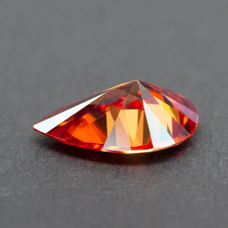 Moissanite Stone Pear Cut Garnet Colored Gemstone Lab Grown Diamond Charms Diy Advanced Jewelry Making with GRA Certificate