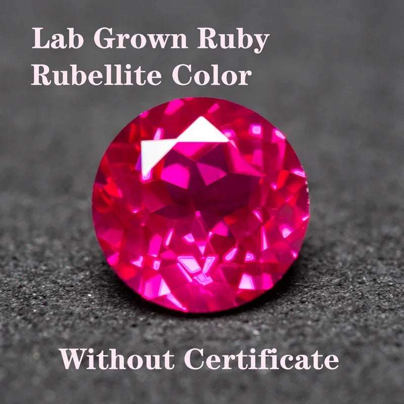 Lab Grown Ruby Round Shaped Rubbellite Color for Charms Jewel Making DIY Ring Necklace Earrings Main Materials Certificate