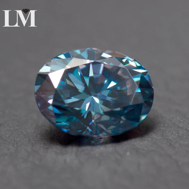 Moissanite Loose Stone Sapphire Blue Oval Cut Synthetic Lab Grown Diamond Gemstone Jewelry Making Materials with GRA Certificate