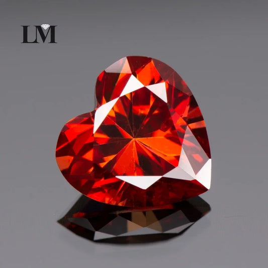 Moissanite Stone Garnet Color Heart Cut Gemstone Lab Created Diamond for Advanced Jewelry Rings Earrings Making With GRA Report