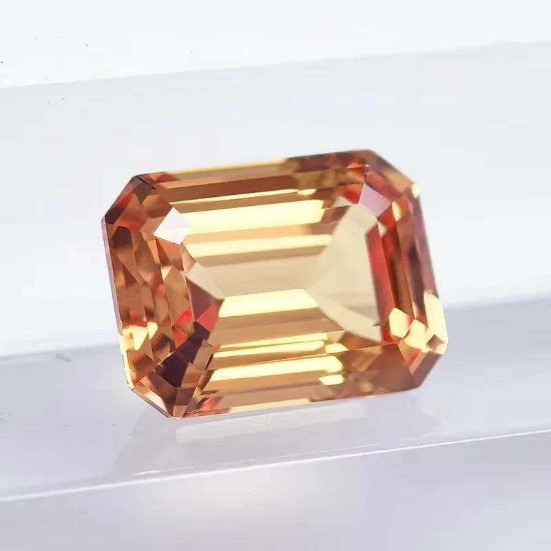 Lab Grown Sapphire Emerald Cut Orange Color DIY Jewelry Making Materials with Certificate Charms Gemstone Factory Wholesale