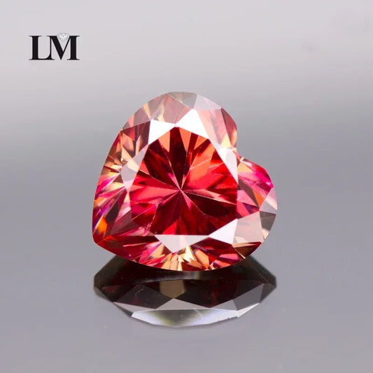 Moissanite Diamond Watermelon Red Color Heart Cut Lab Created Gemstone For Jewelry Making Materials With GRA Certificate