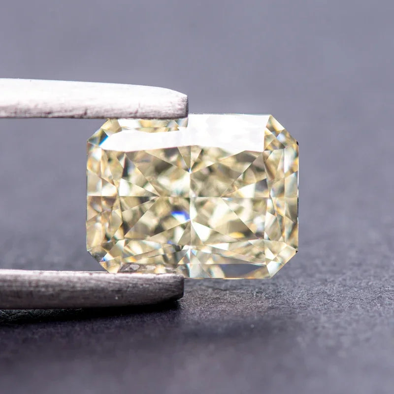 Cubic Zirconia Radiant Shape Light Yellow Color 5A Grade 4k Crushed Ice Cut Charm Stone for DIY Necklace Earrings Main Materials