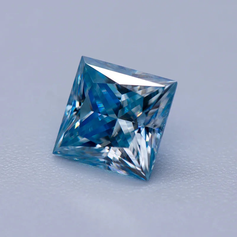 Moissanite Gemstone Princess Cut Ice Blue color Lab Grown Diamond Advanced Jewelry Making Materials with GRA Certificate