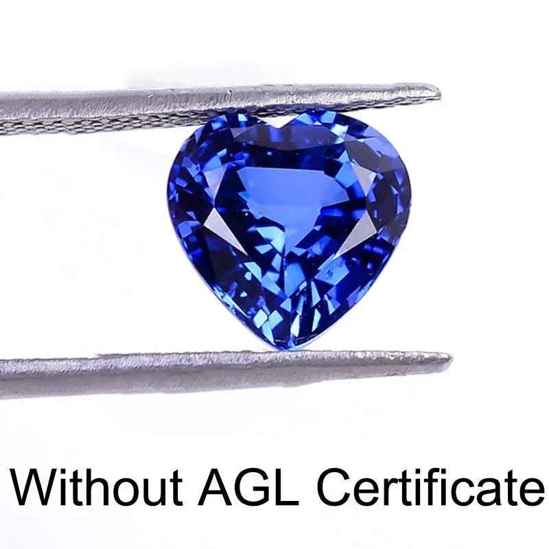 Lab Grown Sapphire Royal Blue Color Heart Shape Charm Gemstones for Diy Jewelery Making Materials Selectable AGL Certificate