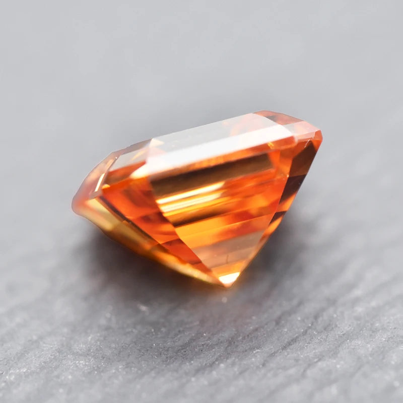 Moissanite Stone Orange Color Asscher Cut Charms for Jewelry Making DIY Ring Necklace Earrings Main Materials Certificate