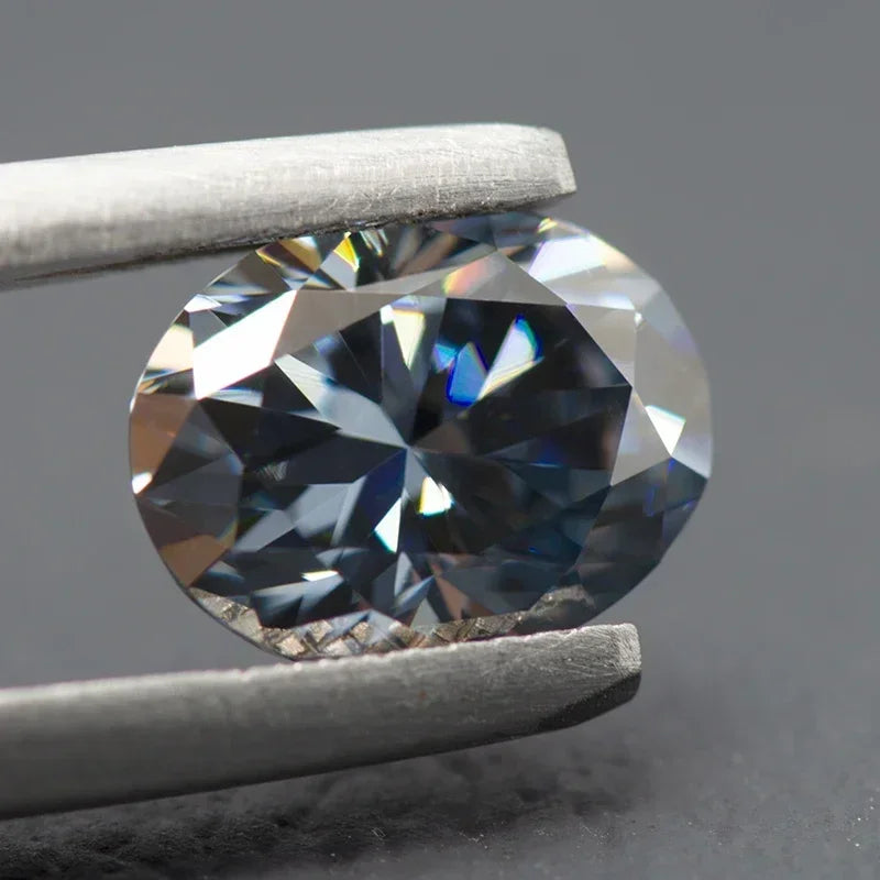 Moissanite Colored Stone Gray Color Oval Cut with GRA Report Lab Grown Gemstone for diy Jewelry Making Materials