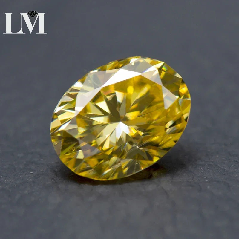 Moissanite Loose Diamond Oval Cut Lemon Yellow Color Lab Grow Gemstone Jewelry Making Materials Comes with GRA Certificate