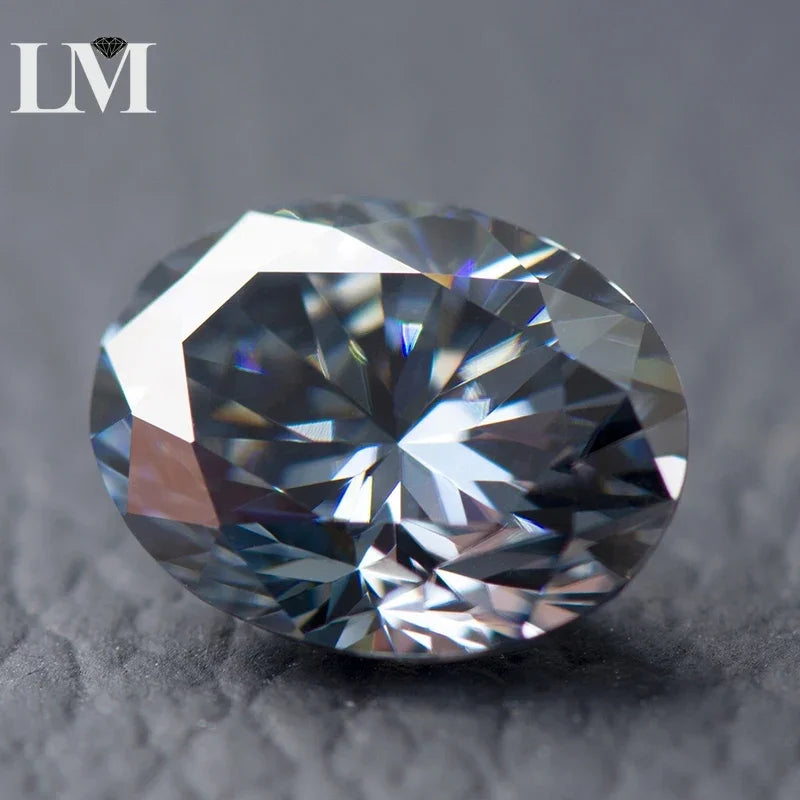 Moissanite Stone Oval Cut Gray Color Gemstone Synthetic Lab Created Heat Diamond DIY Jewelry Making Materials with GRA Report