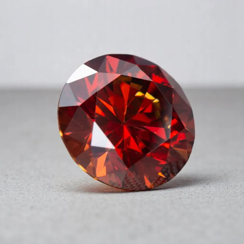 Moissanite Garnet Red Colored Round Cut Charm Gemstone Lab Grown Diamond for DIY Jewelry Making Materials with GRA Certificate
