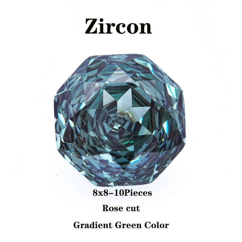 Wholesale Cubic Zirconia Rose Cut Gradient Green Color Extremely Shiny Quality DIY Charms Gemstone Bead for Diy Jewelry Making M