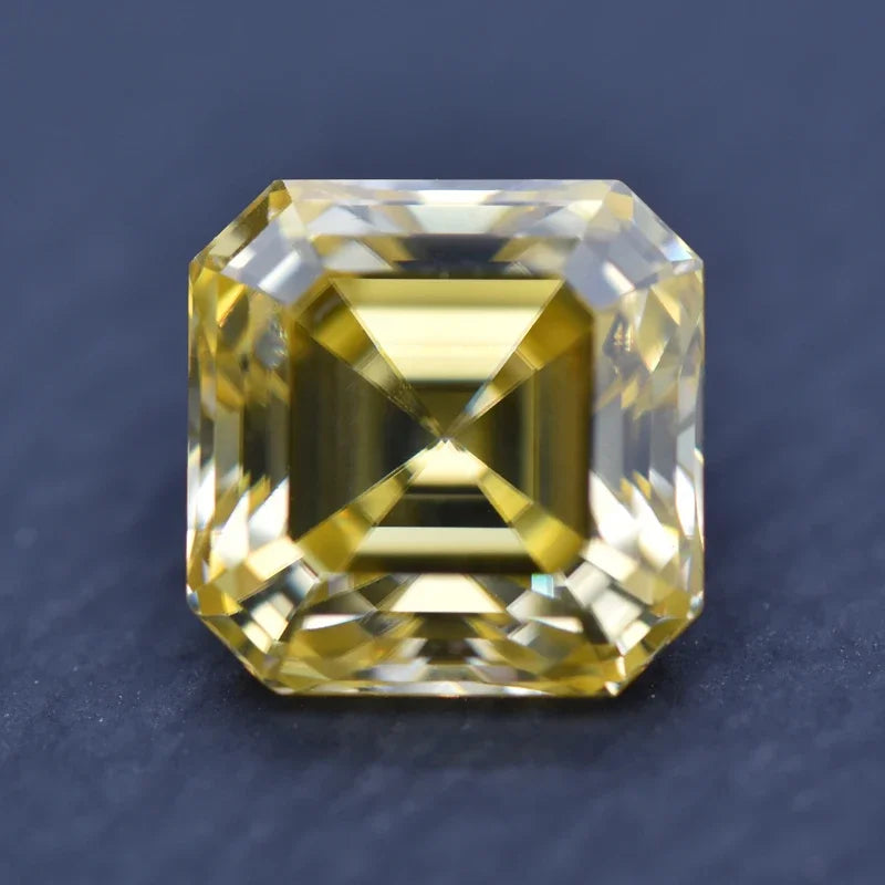 Moissanite Stone Lemon Yellow Asscher Cut VVS1 Loose Stone Charms Jewelry Making Pass Diamond Tester with GRA Certificate