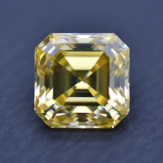 Moissanite Stone Lemon Yellow Asscher Cut VVS1 Loose Stone Charms Jewelry Making Pass Diamond Tester with GRA Certificate