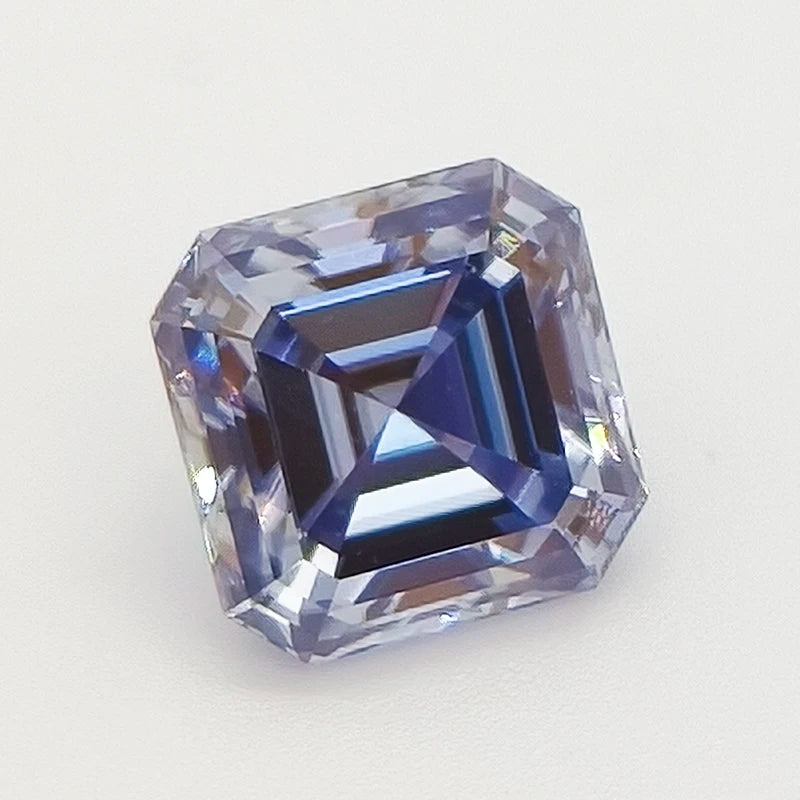 Moissanite Stone Lavender Color Asscher Cut Charms for Jewelry Making DIY Advanced Jewelry Rings Earrings Making Certificate