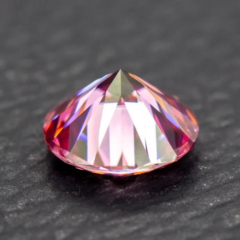 Moissanite Pink Color Round Shape 8 Hearts 8 Arrows Cutting VVS1 Loose Stone Wholesale Jewelry Making with GRA Certificate