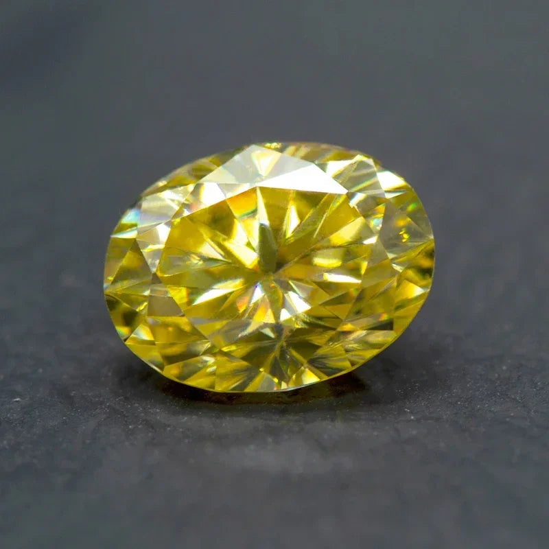 Moissanite Loose Diamond Oval Cut Lemon Yellow Color Lab Grow Gemstone Jewelry Making Materials Comes with GRA Certificate