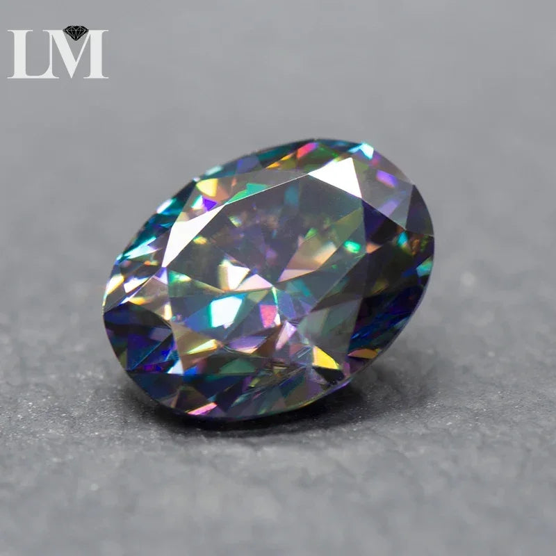 Moissanite Loose Diamond Rainbow Green Color Oval Cut Lab Grown Gemstone Jewelry Making Materials Comes with GRA Certificate
