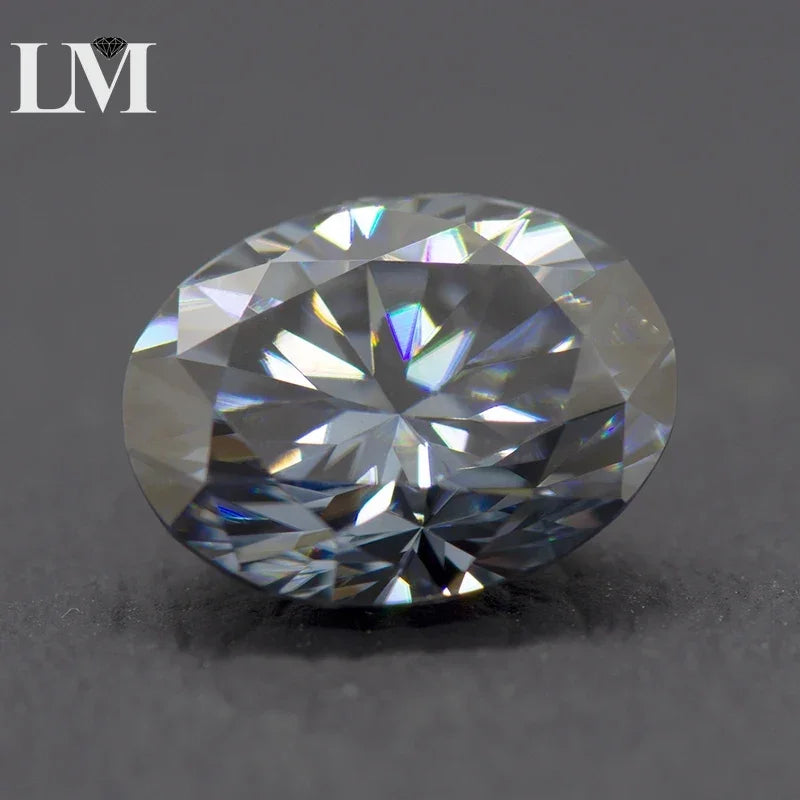 Moissanite Stone Oval Cut Gray Color Gemstone Synthetic Lab Created Heat Diamond DIY Jewelry Making Materials with GRA Report