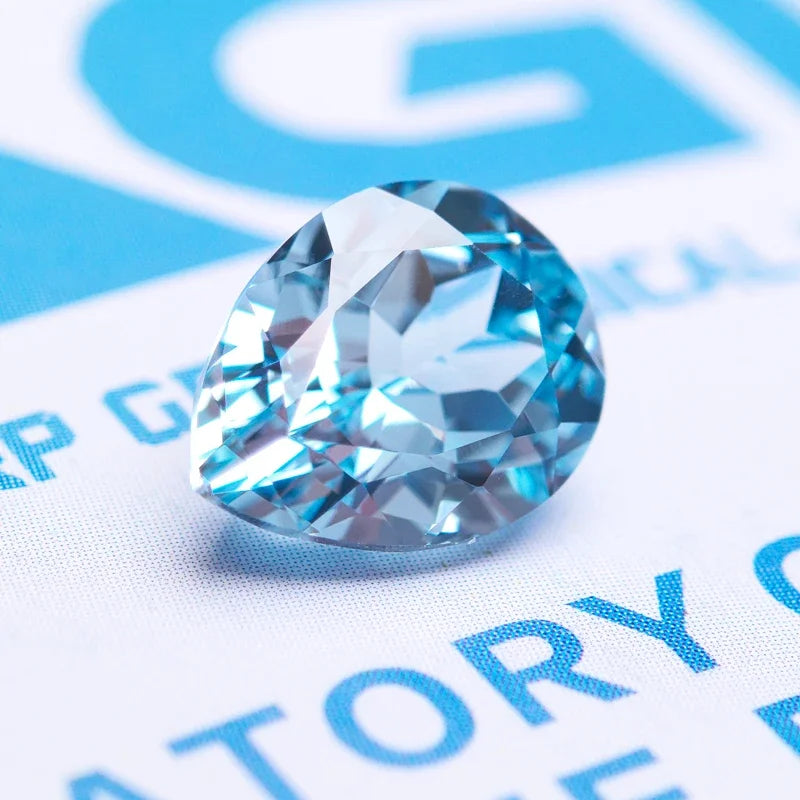 Lab Grown Sapphire Pear Cut Aquamarine Extremely Shiny Quality DIY Ring Necklace Earrings Main Materials AGL Certificate