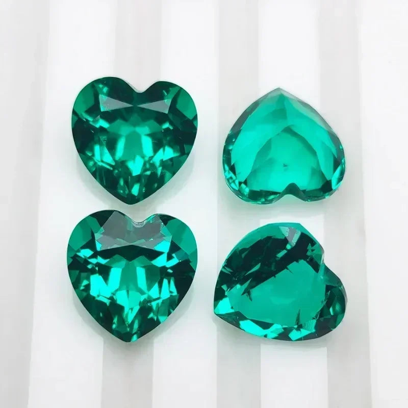 Lab Grown Colombia Emerald Green Color Heart Shape Gemstone for Diy Jewelry Earrings Making Material Selectable AGL Certificate