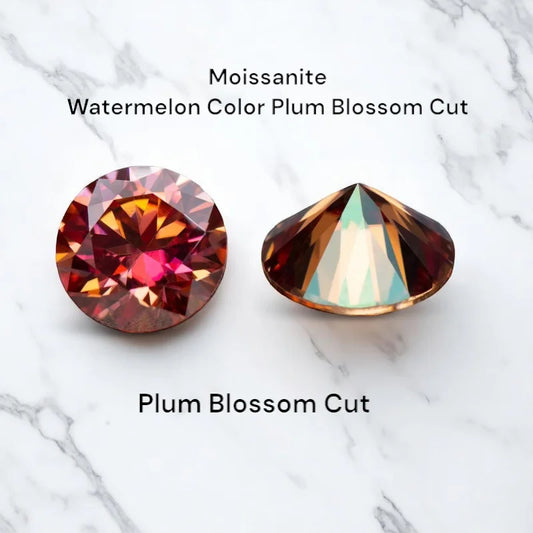 Moissanite Stone Watermelon Color Plum Blossom Cut Charms Gemstone DIY Ring Necklace Earrings Main Materials with Certificate