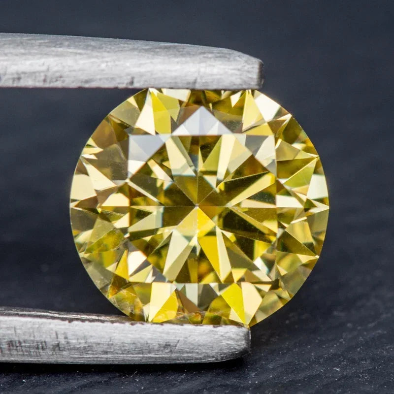 Moissanite Vivi Yellow Colored Round Cut VVS1 Pass Diamond Tester loose stone Jewelry Making Comes with GRA Certificate
