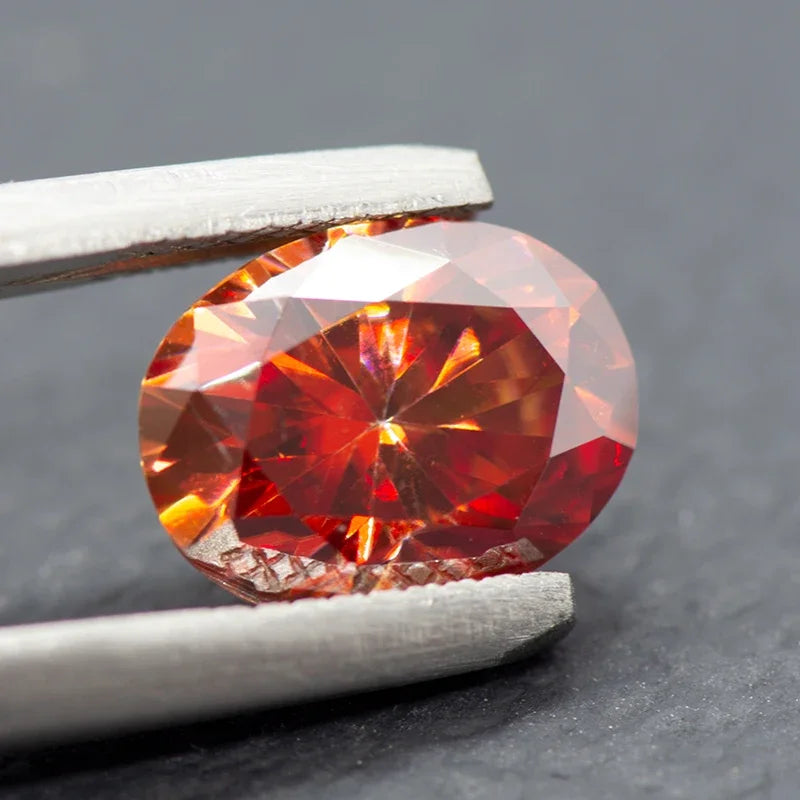 Moissanite Stone Garnet Color Oval Cut Lab Created Diamond For Diy Jewelry Rings Earrings Making with GRA Certificate