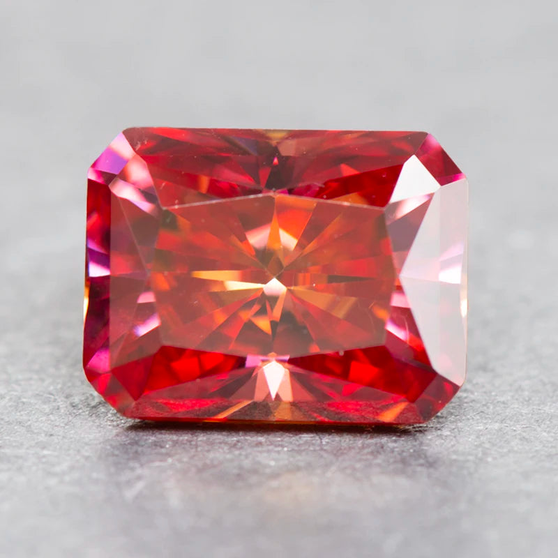 Moissanite Stone Watermelon Red Color Radiant Cut Charms Gemstone DIY Advanced Jewelry Rings Earrings Making  with Certificate