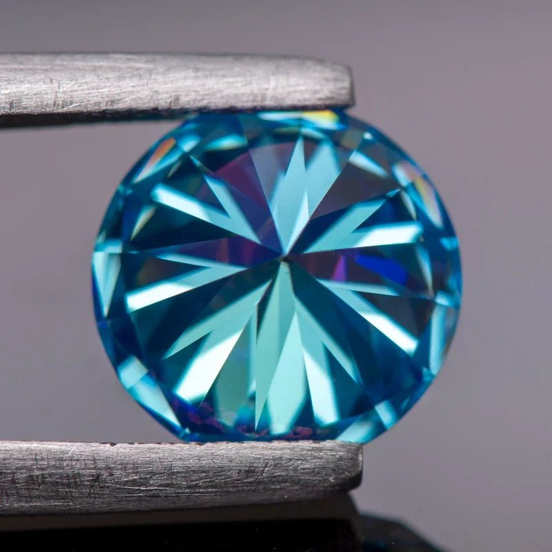 Moissanite Sea Blue Color Round Cut Wholesale Gemstones Lab Created Diamond Jewelry Making Materials with GRA Certificate