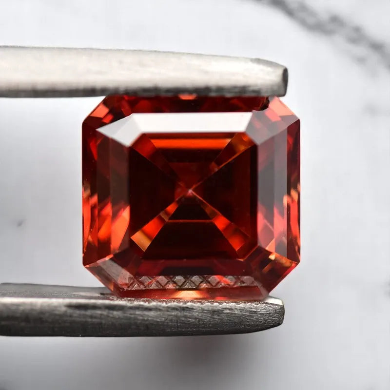 Wholesale Moissanite Stone Asscher Cut Garnet Red Color Charms for Jewelry Making DIY Ring Necklace Earrings Main Materials Cert