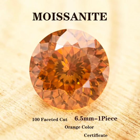 Moissanite Stone 100 Faceted Russia cut Orange Color Charms Gemstone DIY Ring Necklace Earrings Main Materials with Certificate