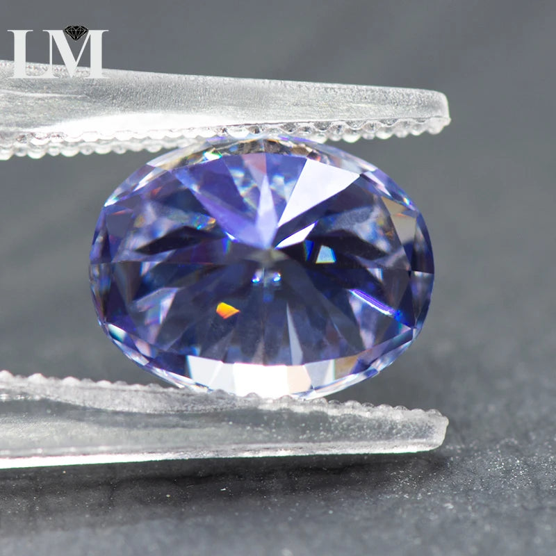 Moissanite Stone Lavender Color Oval Cut Synthetic Lab Created Heat Diamond DIY Jewelry Making Materials with GRA Certificate
