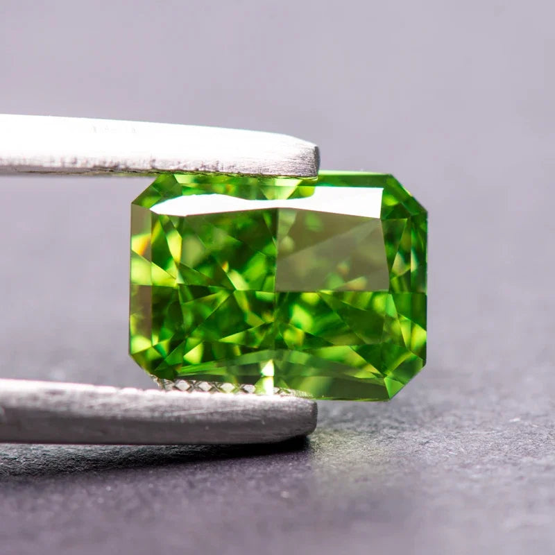 Cubic Zirconia Radiant Shape Green Color 4k Crushed Ice Cut Charm Beads for DIY Jewelry Making Necklace Earrings Main Materials