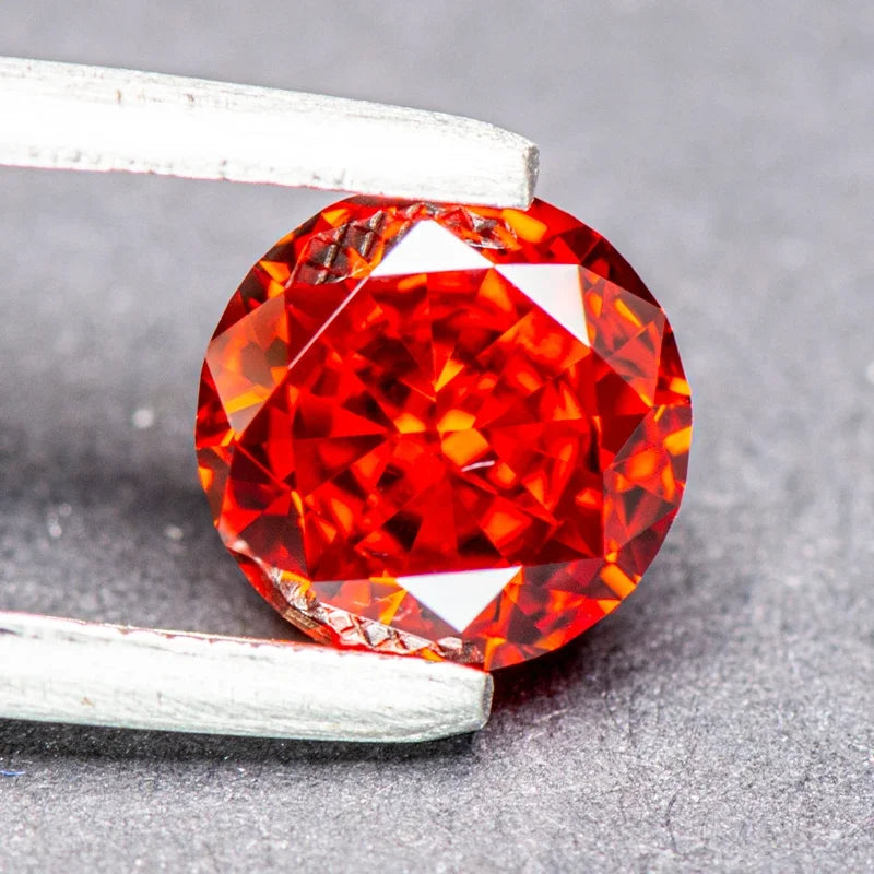 Cubic Zirconia Round Shape Red Color 5A CZ Stone 4k Crushed Ice Cut Synthetic for DIY Ring Necklace Earrings Main Materials