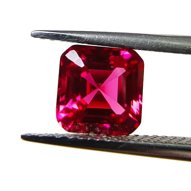 Lab Grown Ruby Pigeon Blood Red Asscher Square Shape Charm Gemstone for Diy Jewelry Making Materials Selectable AGL Certificate