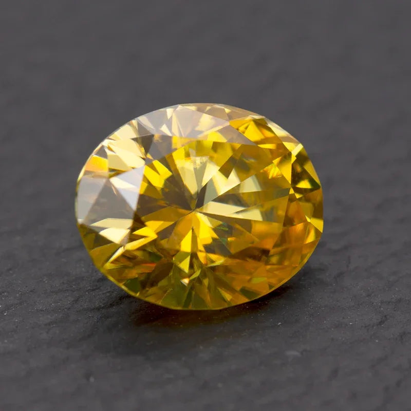 Moissanite Stone Golden Yellow Color Oval Cut Lab Created Heat Diamond DIY Jewelry Rings Earrings Making with GRA Certificate