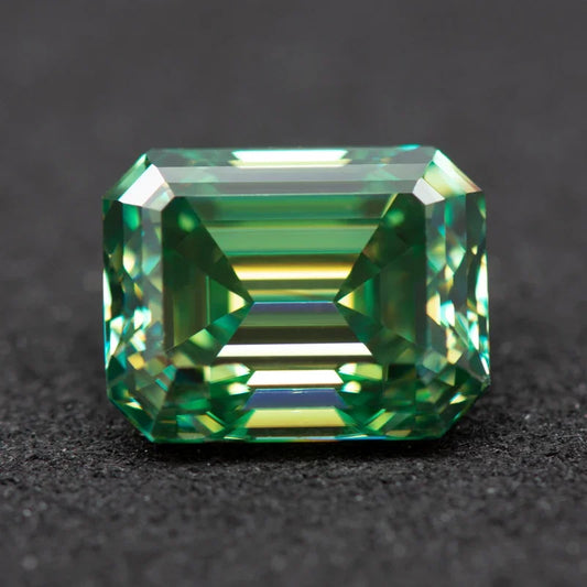 Moissanite Emerald Cut Primary Color Yellow Green Gemstone Lab Grown Diamond Diy Jewelry Making with GRA Certificate