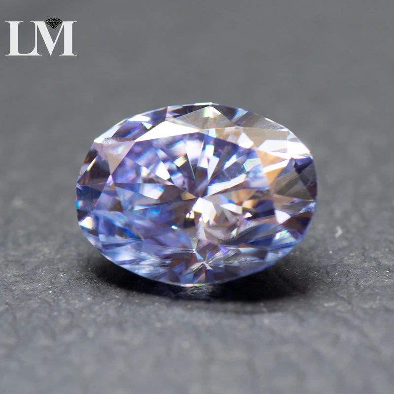 Moissanite Stone Lavender Color Oval Cut Synthetic Lab Created Heat Diamond DIY Jewelry Making Materials with GRA Certificate