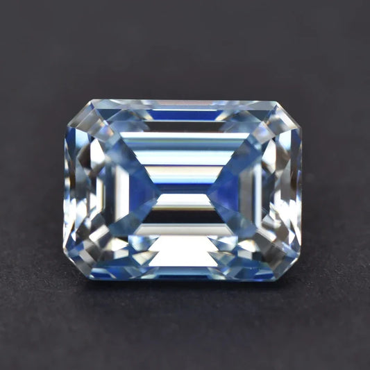 Moissanite Emerald Cut Ice Blue Color Gemstone Lab Grown Diamond Diy Charms Jewelry Making Materials with GRA Certificate