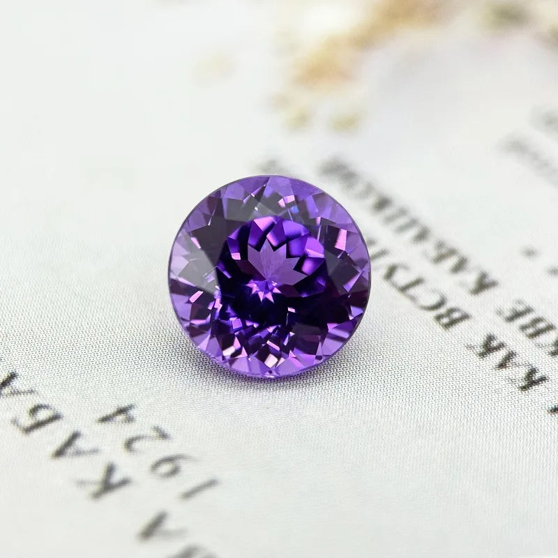 Lab Grown Sapphire Round Shape Purple Blue Color Top Quality Charm Beads for Diy Jewelry Making Rings Selectable AGL Certificate