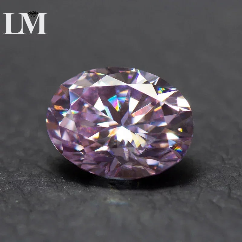 Moissanite Stone Oval Cut Light Purple Colour Lab Grown Synthetic Diamond Jewelry Making Materials Comes with GRA Certificate
