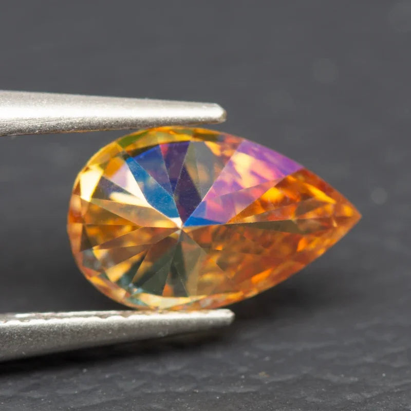 Moissanite Pear Cut Champagne Colored diy charms Jewelry Making Pass Diamond Tester with GRA Certificate Wholesale Price