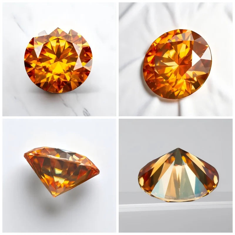 Moissanite Orange Colored Round Cut VVS1 Passed Diamond Tested Gemstone Loose Stone Jewelry Making Wholesale with GRA